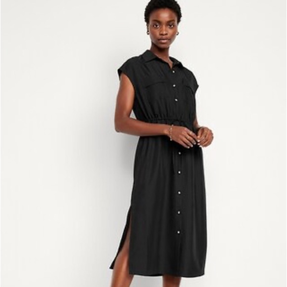 Elegant Black Button-Down Dress